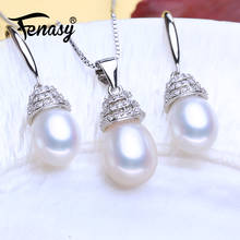 FENASY 925 Sterling Silver Jewelry Sets Natural Pearl Drop Earrings Custom Necklace Luxury Pendant Chain Necklaces For Women 2024 - buy cheap