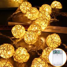 Rattan Ball LED String Light Garland Lamp Fairy Lights 5cm Christmas Xmas Light for Holiday Party Wedding Decoration 2024 - buy cheap