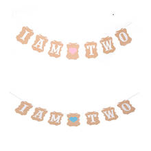 1Set 15*11cm  Boy Girl I Am Two funny Kraft Paper Banner 2 years Birthday Party Decorations Second Bunting Garland  blue pink 2024 - buy cheap