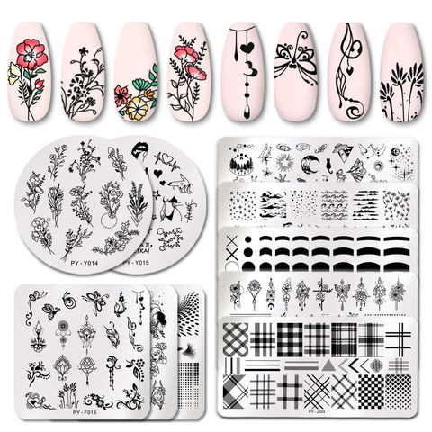 PICT YOU Leaf Flowers Nail Stamping Plates Plants Geometry Animals Leaves Lavender French Nail Art Plate Stencil Stainless Steel 2022 - buy cheap