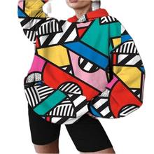 2021 moda hoodies feminino/menina dos desenhos animados geometria impressão manga longa com capuz moletom streetwear hip hop casual solto outerwear 2024 - compre barato