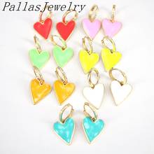 5Pairs,Cz Neon Fluorescence hoop earrings multicolorful Heart Gold color Drop earring hoops for women 2024 - buy cheap