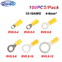 DIANQI-anillo amarillo de RV5.5-5, terminal de Terminal aislado, conector del cable, 4-6mm, RV5-5 RV, 100 unids/paquete 2024 - compra barato
