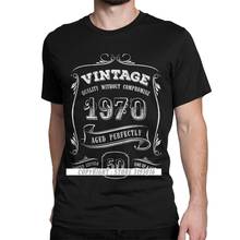 Camiseta vintage 1970 envelhecida perfeitamente, tops adultos, camiseta 100% de algodão premium, presente de aniversário, camiseta masculina de 50 anos 2024 - compre barato