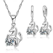 Trendy Horse Design Pendant 925 Sterling Silver Fashion Jewelry Cubic Zircon Necklace Earring For Women Wedding Set 2024 - buy cheap
