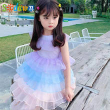 Chicas Sodawn vestido sin mangas de verano nueva malla de princesa de la fiesta de cumpleaños de vestido de pastel 2024 - compra barato