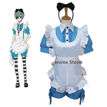 Disfraz de Anime, uniforme de Butler negro, vestido de sirvienta azul 2024 - compra barato