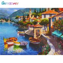 Gatyztory-pintura por números de paisaje para adultos, pinturas acrílicas para la playa, Marcos decorativos, decoración del hogar 2024 - compra barato