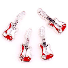 F1062 20Pcs/lot red white violin music shape Alloy Metal Floating Locket Charms Fit Memory Glass Living Locket women girl gift 2024 - buy cheap