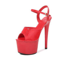 Mclubgirl-zapatos de tacón superalto de 17cm para mujer, sandalias de plataforma impermeables, zapatos de boda de cristal transparente, LFD 2024 - compra barato