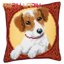 Cross Stitch Cushion Jack Russell Chunky Yarn Cross-Stitch Kits Needlework Pre-Printed Canvas Pillow Home Decor Arts & Crafts 2024 - buy cheap