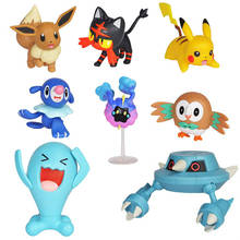 8Pc/Lot 3-5cm Pikachu Eevee Wobbuffet PVC Figure Home Car Cake Decoration Figurine Toy Kids Combat Collection Gift Toy 2024 - buy cheap