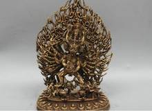 YM 311 12 дюймов, Китай, Тибет, Yamantaka, Властелин ада, голова быка, бронзовая статуэтка Будды 2024 - купить недорого
