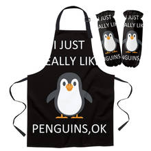Delantal de cocina para hombres, mujeres y niños, accesorio para hornear, realmente me gustan los pingüinos, delantales sin mangas para el hogar 2024 - compra barato