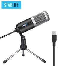 Strtlife-condensador cardioide usb de metal, microfone, gravação em tempo real para laptop, windows, estúdio, gravação de voz, voz sobre 2024 - compre barato