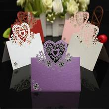 Laser Cut Wedding Favors Decor Hollow Love Heart Paper Vine Seat Card Name Place Cards Invitations Table Cards 50 Pcs 2024 - buy cheap