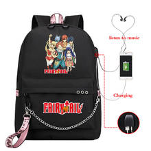 FAIRY TAIL Girls Backpack Teenager Bookbag Canvas USB Charging Backpacks Laptop School-Bags Travel Female Backpack Women Pink 2024 - buy cheap