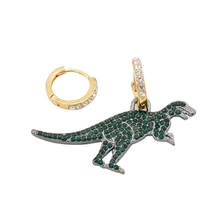 2020 New Creative Unique Crystal Asymmetry Dinosaur Hoop Earrings for Women Girls Fashion Animal Green Earrings Jewelry Gifts 2024 - buy cheap