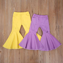 Little Kids Girls Flare Pants Toddler Baby Solid Color Ripped Hole Keep Warm Winter Fall High Waist Bell-Bottoms Pants Clothes 2024 - buy cheap