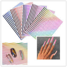 Nail Art Decal Stickers 3D  Neon Curve Stripe Lines Striping Tape Self Adhesive Sticker Acrylic Manicure Decoration 2024 - купить недорого