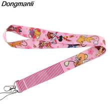 P4022 Dongmanli Sakura Lanyards Id Badge Holder Keychain ID Card Pass Gym Mobile Badge Holder Lanyard Key Holder 2024 - buy cheap