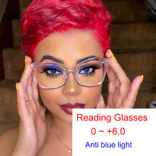 Reading Glasses For Women Anti Blue Light Luxury Designer Square Transparent Magnifying Glasses Retro Oversized Eyeglasses Frame 2024 - buy cheap