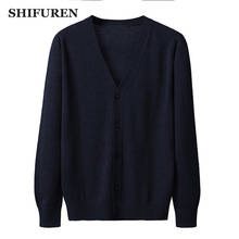 Shifuren cardigan masculino, casaco em cores sólidas com decote v casual para outono e inverno 2019 2024 - compre barato
