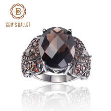 Женские коктейльные кольца с драгоценными камнями GEM'S, балетное 925 пробы, специальный дизайн, натуральная кольцо с дымчатым кварцем 2024 - купить недорого
