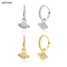 ANDYWEN-pendientes de plata de ley 925 para mujer, accesorios de globo transparente, Piercing, Pendiente de gota, abalorios artesanales, joyería de cristal 2024 - compra barato