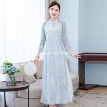 2022 folk style aodai dress vietnam chiffon aodai floral elegant ao dai dress oriental dress cheongsam dress elegant party dress 2024 - buy cheap