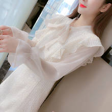 2022 New Spring Autumn Women Bow Collar Slimming Chiffon Dress Flared Sleeves High Waist Elegant Casual Mini Short Dresses Y566 2024 - buy cheap