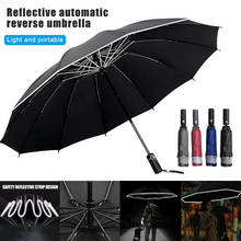Paraguas inverso plegable para hombre y mujer, sombrilla automática de viaje, a prueba de viento, color negro, Parapluie de negocios, 10K 2024 - compra barato