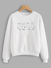 Kawaii bonito un deux trois gato arte moletom engraçado puro algodão moda feminina jumper outfits gráfico unisex pullovers topo sweats 2024 - compre barato