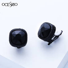 OCESRIO Large Crystal Black Earrings For Women Clip On Earrings No Pierced Ear Cuffs Rhinestone Square Jewelry For Women ers-h23 2024 - buy cheap