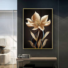 Nórdico preto e dourado flores arte da parede quadros pintura em tela planta quadros e quadros cuadros para sala de estar decoração 2024 - compre barato