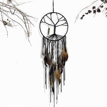 OHEART Indian Black Tree of Life Dream Catcher with Feather Wind Chimes Wall Hanging Pendant Decor Dreamcatcher for Kids Bedroom 2024 - buy cheap