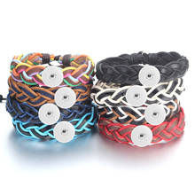New Snap Jewelry Leather Snap Button Bracelet Handmade Braided Leather Bracelets Fit 18MM Snap Buttons Jewelry Button Bracelet 2024 - buy cheap