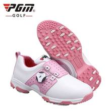 Pgm sapatos de golf antiderrapantes femininos, tênis de golf à prova d'água com botão rotativo, almofada respirável para esportes d0475 2024 - compre barato