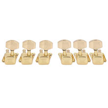 6 peças 3r 3l ouro semi-fechado string tuners pinos bloqueados cabeças da máquina para peças de guitarra acústica 2024 - compre barato