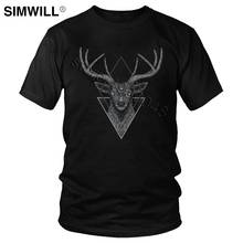 Dark Skull Deer T Shirts Vintage Design Pure Cotton Tees Men Short Sleeve Round Neck Big Size Wild Animal T-shirt 2024 - buy cheap