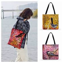 Outdoor Beach Tote Bag Free As A Bird Painting Print Tote Bags For Women Casual Tote Ladies Shoulder Bag Foldable Shopping Bags 2024 - buy cheap