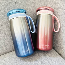 300ml cores gradiente frascos a vácuo para viagens garrafa térmica café & caneca de chá 18/8 garrafa térmica de aço inoxidável portátil corda 2024 - compre barato