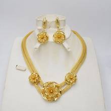 Conjunto de joyas doradas de Dubái para mujer, Set de joyería nigeriana de 3 tonos dorados de alta calidad, joyería de boda, bisutería para mujer 2024 - compra barato