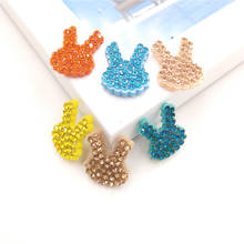 30pcs/lot 1.5*2cm Felt fabric full rhinestone rabbit head Padded Appliques For Baby hair Clip Accessories  and DIY Kid patches 2024 - buy cheap