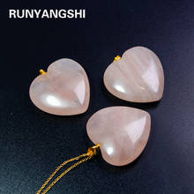 Runyangshi 1 pc   Natural Rose Quartzs GemStone Bead pink crystal Heart Gold Plated Reiki  stone Chakra Pendant Necklace 2024 - buy cheap