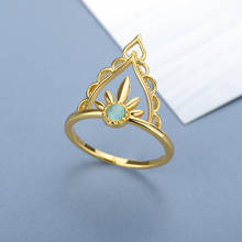 Icftzwe anel de cristal opala, anel feminino geométrico dourado charmoso na moda para festa de casamento, aniversário, joia para presente 2024 - compre barato