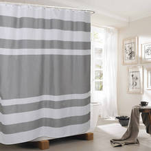 Cortina de ducha impermeable a rayas, con 12 ganchos visillo de baño, transparente, para el hogar, 180x180cm 2024 - compra barato