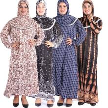 Мусульманская одежда Платья для мусульманских женщин Бурка хиджаб Абая с капюшоном Дубай 2019 Marokkaanse кафтан принт турецкий халат химар платье 2024 - купить недорого