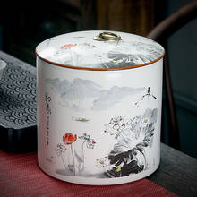 Ceramic Tea Caddy Large Moisture-Proof Kitchen Food Sealed Storage Tank Portable Chinese ink painting Tea Canister Storage ZH550 2024 - buy cheap