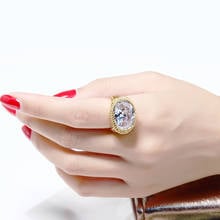 Bright rings Pave big oval stone crystal White/ Gold-color Luxury jewelry high quality female jewellery finger ring 2024 - buy cheap